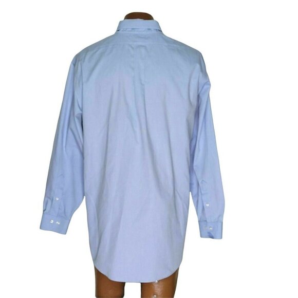 Brooks Brothers 818 Regent Button Shirt Non Iron Herringbone Light Blue 17 1/2 - Picture 2 of 7